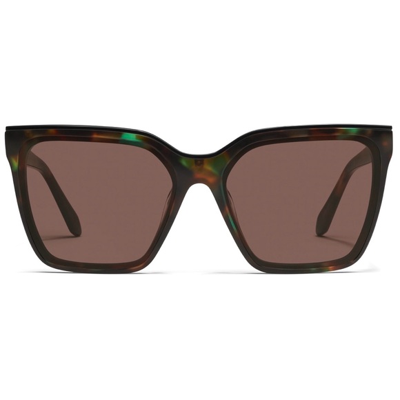 QUAY Level Up Sunglasses Dappled Green Tortoise Frame Brown Lens Oversized NWT - Picture 1 of 7